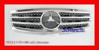 03~06 Mercedes W211 E320 E500 front Grille Grill E55 AMG CHROME 4 FINS 
