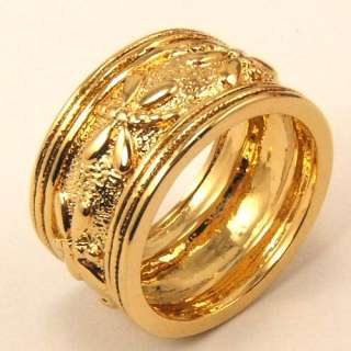EXALTED 18K YELLOW GOLD GEP SOLID RING 7.5,8,9.5,10.5#  