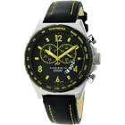    Android Mens Interceptor Black/ Yellow Leather Strap Watch