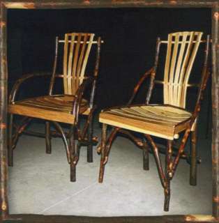 Amish Rustic 48 Round Hickory Dining Set Chairs Cabin  