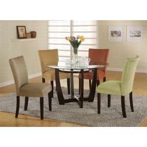  5 Piece Dinette Set with Round Glass Table Top in 