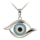  Sterling Silver Blue Glass Evil Eye Necklace