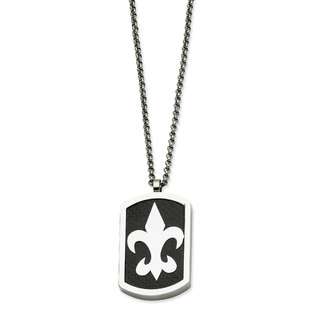 JewelryWeb Stainless Steel Trinity Symbol and Fleur de lis Reversable 