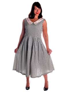 Vintage Black/White/Gray Cotton Summer Dress 1950s 42 34 Free 