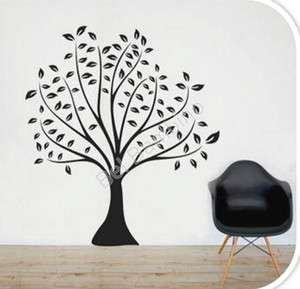 LARGE SIZE BLACK TREE WITH LEAVES   Removable Wall Sticker Home 