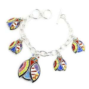   Silver Metal; Multicolor Ladybug Charms; Toggle Clasp Closure Jewelry