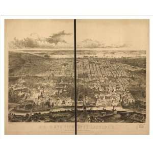 Historic Philadelphia, Pennsylvania, c. 1857 (L) Panoramic Map Poster 