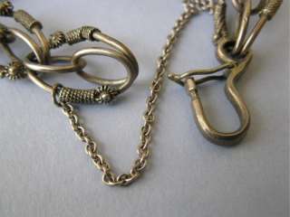 Vtg Victorian 800 Silver Etruscan Fob Charm Bracelet  