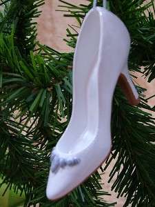 New White Stiletto High Heel Shoes Christmas Ornament  
