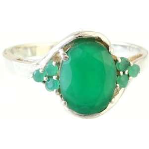  Faceted Green Onyx Ring   Sterling Silver 