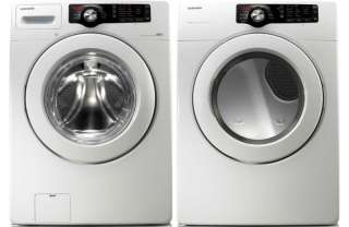 Samsung White 3.5 Cu Ft Front Load Washer and Gas Dryer WF210ANW 