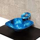 Bathroom Frosted Square Glass Vessel Vanity Sink Chrome Waterfall 