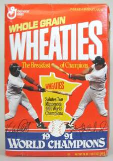 Kirby Pucket & Kent Hrbek   Wheaties Cereal Box   1991  