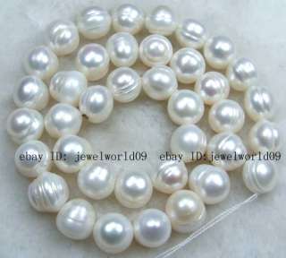 10mm White Freshwater Pearl Oval Loose Beads 14.5  