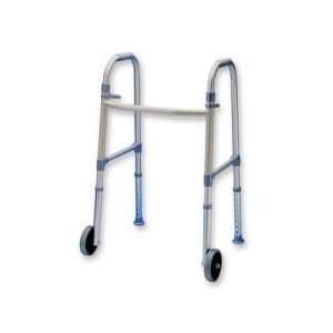  Fixed Wheel Dual Paddle Adult Folding Walker with Glides 
