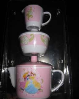 BNIP  Disney Princess 3pc Tea Set Pot, Creamer & Sugar  