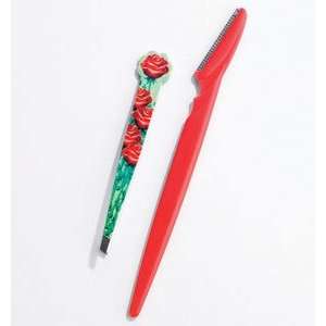  Floral Design Rose Tweezers and Eyebrow Shaver Beauty