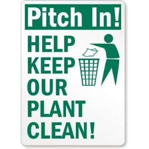   Plant Clean (with graphic) Aluminum Sign, 14 x 10