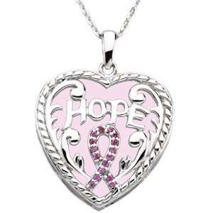  Sterling Silver Breast Cancer Awareness Pendant 27.25X26 