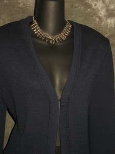 St John knit navy blue suit jacket Blazer size L 12 14  