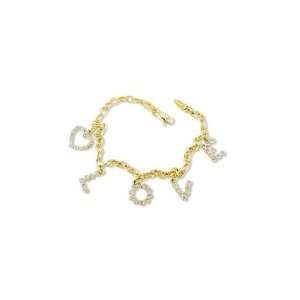  Ladies 14k Solid Gold Round Diamond Love Heart Bracelet Jewelry