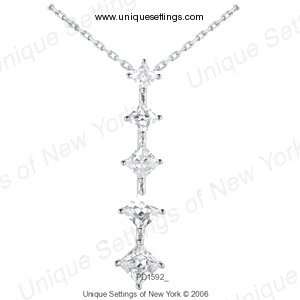  4.85 Ct Diamond Pendant Princess Prong Journey Chain 14k 