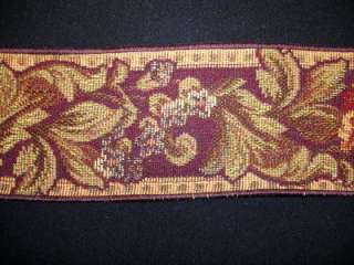 Victorian Wine Floral Home Deco Fabric Trim 5 YARDS  