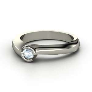  Monica Ring, Round Aquamarine Palladium Ring Jewelry