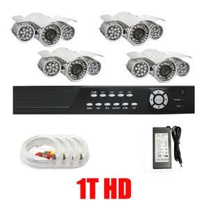   Outdoor Security Camera 4Ch 1TB DVR CCTV System 328ft IR Range 540TVL