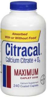 Citracal® Maximum Calcium + Vitamin D3 Supplement   240 Caplets 