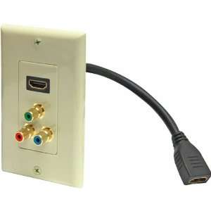 NEW HDMI Pigtail Component Video Jack Wall Plate, Ivory 