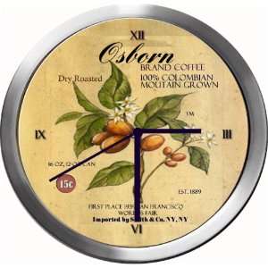  OSBORN 14 Inch Coffee Metal Clock Quartz Movement Kitchen 