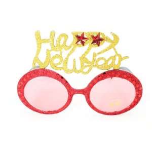 Fun  Happy New Year Fashion Sunglasses 2354 Red Shimmer Plastic Frame 