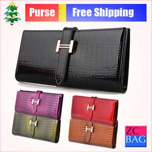   Genuine Leather Womens Standard Long Wallets Card Case Bill Hand Bag