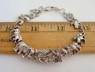 Sterling Silver Noahs Ark Unique Animal Link Bracelet  