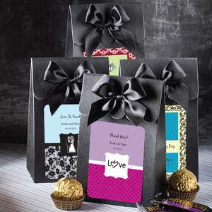 60   Personalized Black Wedding Favor Boxes   Bags  