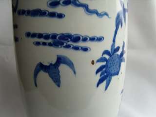   Large 41.5cm Chinese Rouleau Vase Kangxi Mark   Blue & White  