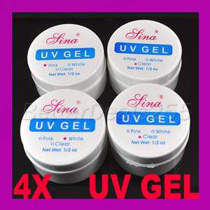Pink Clear White Nail Art UV Builder Gel Tips Glue  