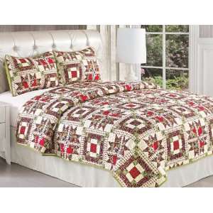   Star and Sqaure Paisley Bedspread Quilt Set Cal King