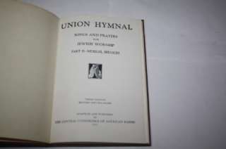 Union Hymnal Songs and prayers for Jewish worship MUSIC  