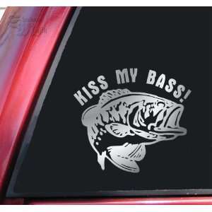  Kiss My Bass Fishing Vinyl Decal Sticker   Shiny Chrome 