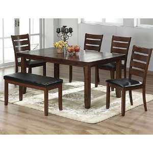  6pc Cherry Finish Solid Wood Dining Set