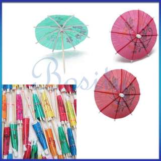 144 COCKTAIL UMBRELLAS ASSORTED PARTY DRINK STICKS NEW  
