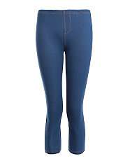 French Navy (Blue) Blue Cropped Denim Look Leggings  249932042  New 