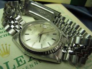   Mens Vintage Rolex Datejust SS Jubilee Ref 1603 w/ Box & Papers #300