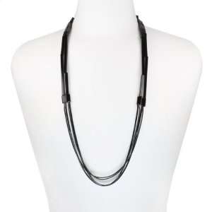  Bellissa Black Multi Chain Long Fashion Necklace Jewelry