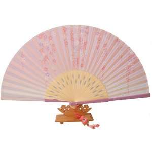  Silver J Folding hand fan with silk fan case and butterfly 