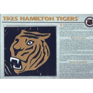 NHL 1925 Hamilton Tigers Official Patch on Team History Card  