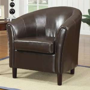  Accent Chair with Curved Barrel Back in Rich Chocolate 