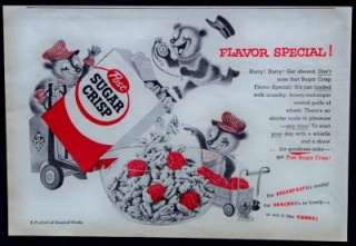 Vintage 1955 Post Sugar Crisp Cereals Magazine Ad  